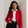 Ralph Lauren Velvet-trim Wool Twill Cropped Blazer In Red