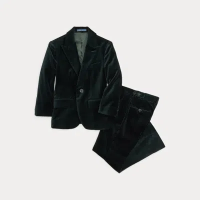 Ralph Lauren Kids' Velvet Tuxedo In Dark Green In Black