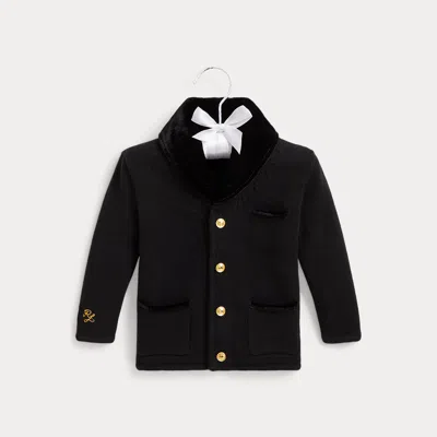 Ralph Lauren Babies' Velvet-collar Wool Sweater Jacket In Polo Black