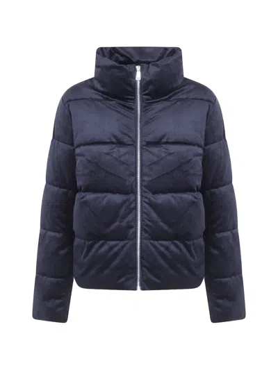 Ralph Lauren Velvet-texture Puffer Jacket In Blue