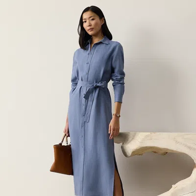 Ralph Lauren Vicki Linen Day Dress In Cornflower