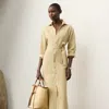 Ralph Lauren Vicki Linen Day Dress In Light Sand