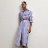 Polo Ralph Lauren Vicki Striped Cotton Day Dress In White/classic Blue