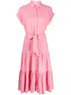 Ralph Lauren Lauren  Gingham Cotton Dress Woman Midi Dress Pink Size 8 Cotton In Pink