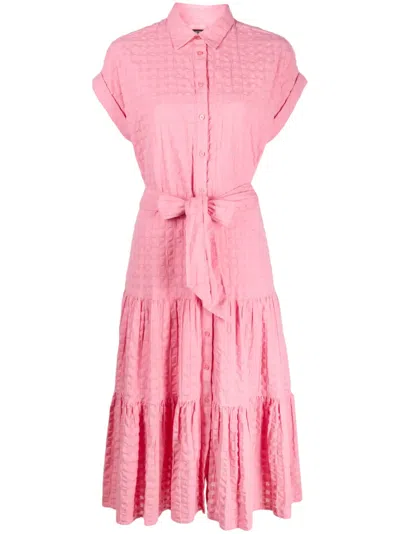 Ralph Lauren Lauren  Gingham Cotton Dress Woman Midi Dress Pink Size 8 Cotton