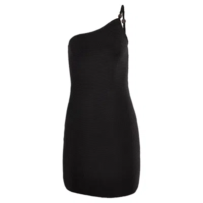 Pre-owned Ralph Lauren Vintage 1990's  One Shoulder Black Crochet Dress