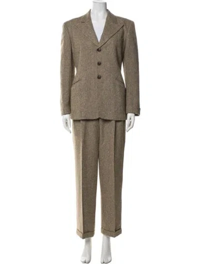 Pre-owned Ralph Lauren Vintage 1990's Skirt Suit In Brown