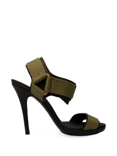 Pre-owned Ralph Lauren Vintage 2010s Buckle-detail Canvas Sandals In Green