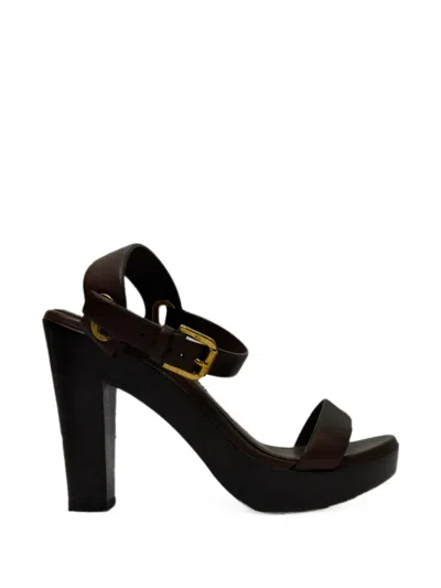 Pre-owned Ralph Lauren Vintage 2010s Wooden-heel Sandals In Brown