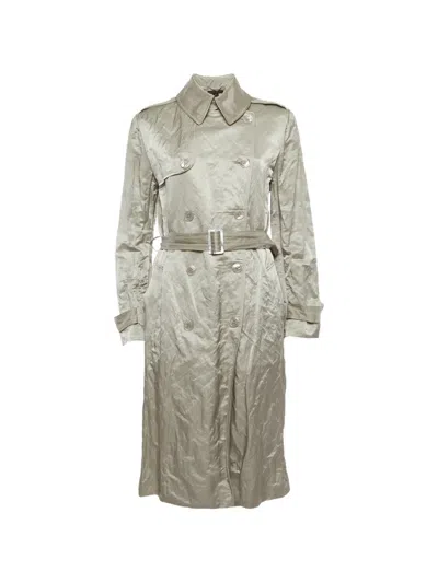 Pre-owned Ralph Lauren Vintage Belted Double-breasted Trench Coat In Silver