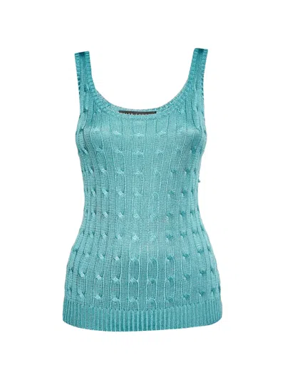 Pre-owned Ralph Lauren Vintage Cable Knit Tank Top In Blue