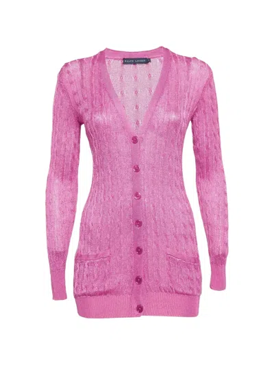 Pre-owned Ralph Lauren Vintage Cable-knit Cardigan In Pink