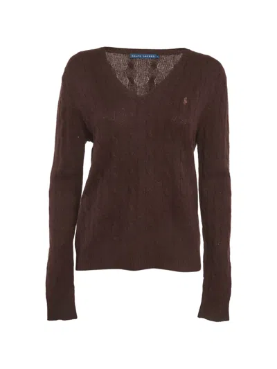 Pre-owned Ralph Lauren Vintage Cable-knit Sweater In Brown