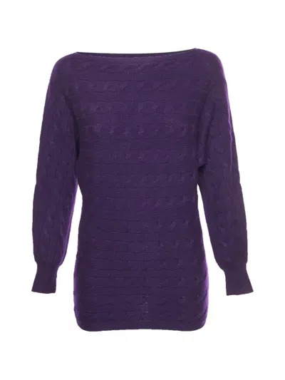 Pre-owned Ralph Lauren Vintage Cable-knit Sweater In Purple