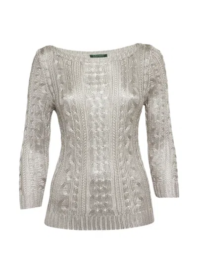 Pre-owned Ralph Lauren Vintage Cable-knit Sweater In Silver