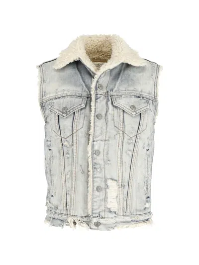 Pre-owned Ralph Lauren Vintage Denim Fleece Gilet In Blue