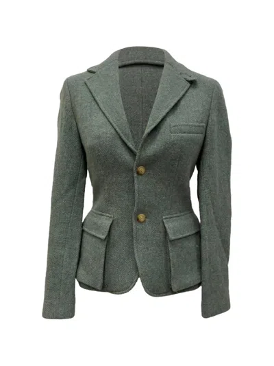 Pre-owned Ralph Lauren Vintage Elbow Patch Blazer In Green