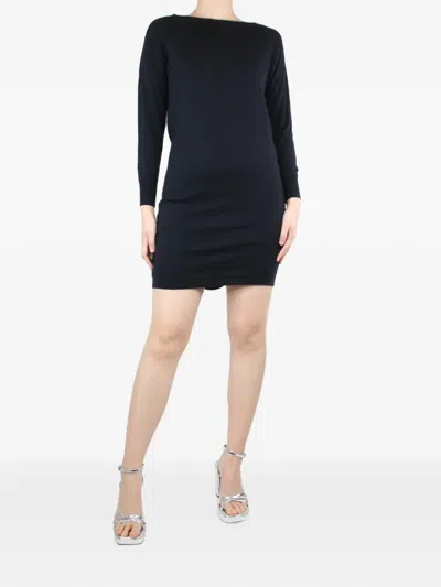 Pre-owned Ralph Lauren Vintage Fine-knit Mini Dress In Black