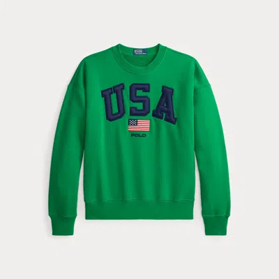 Ralph Lauren Vintage Fit Flag Fleece Sweatshirt In Green