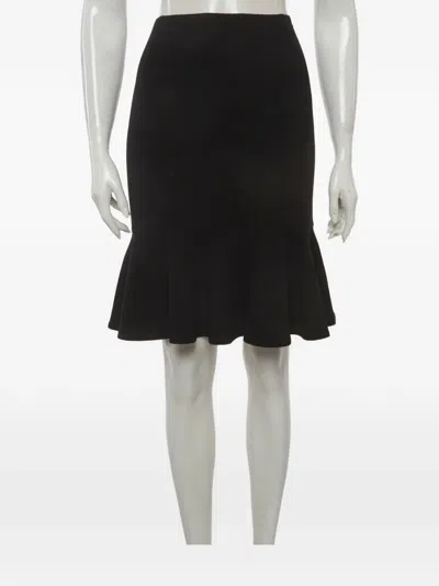 Pre-owned Ralph Lauren Vintage Flounce Midi Skirt In Black
