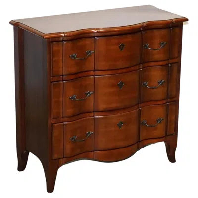 Pre-owned Ralph Lauren Vintage Georgian Style Serpentine Fronted Hardwood Chest Of Drawers In Brown