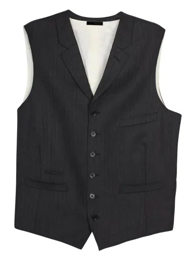 Pre-owned Ralph Lauren Vintage Herringbone Wool Vest In Gray