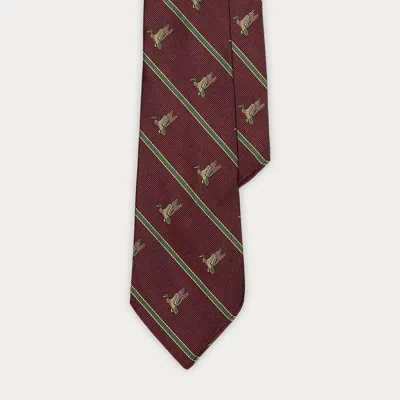 Ralph Lauren Vintage-inspired Duck-print Silk Tie In Burgundy