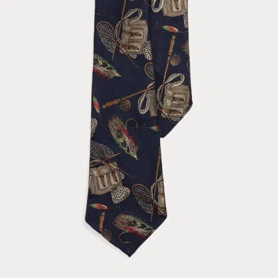 Polo Ralph Lauren Vintage-inspired Fishing-print Tie In Navy Multi