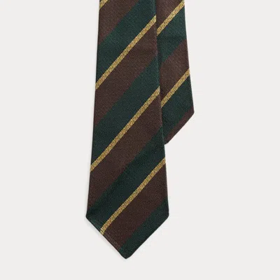 Polo Ralph Lauren Vintage-inspired Striped Silk Tie In Brown/green