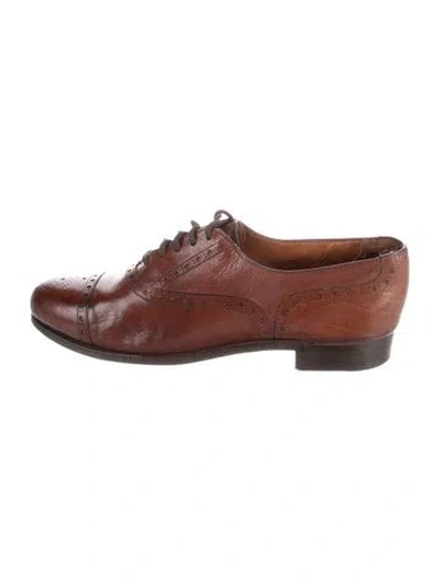 Pre-owned Ralph Lauren Vintage Leather Oxfords In Brown