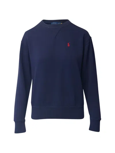 Pre-owned Ralph Lauren Vintage Logo-embroidered Sweatshirt In Blue