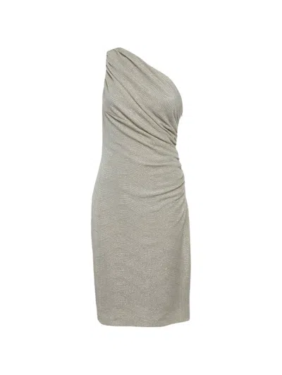 Pre-owned Ralph Lauren Vintage One-shoulder Midi Dress In Silver