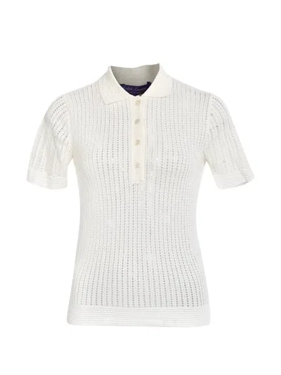 Pre-owned Ralph Lauren Vintage Pointelle-knit Sweater In Neutral
