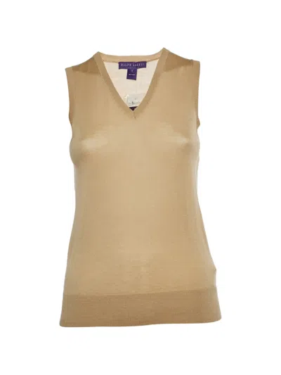 Pre-owned Ralph Lauren Vintage Purple Label V-neck Vest In Neutral
