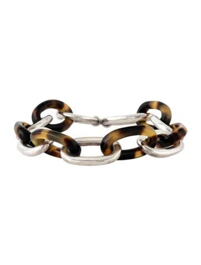 Pre-owned Ralph Lauren Vintage Resin Chain Link Bracelet, 7.25" In Blac/brown/yellow