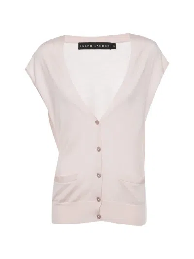 Pre-owned Ralph Lauren Vintage Sleeveless V-neck Cardigan In Pink
