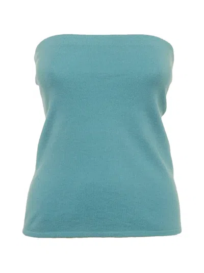 Pre-owned Ralph Lauren Vintage Strapless Cashmere Tube Top In Blue