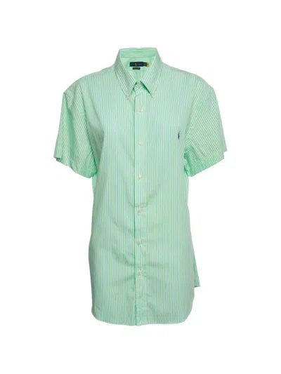 Pre-owned Ralph Lauren Vintage Striped Short-sleeve Shirt In Green