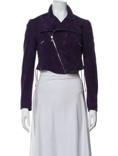 Pre-owned Ralph Lauren Vintage Suede Biker Jacket In Purple