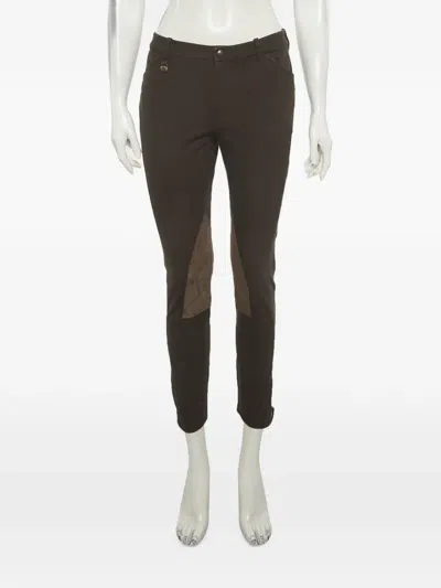 Pre-owned Ralph Lauren Vintage Suede-panel Trousers In Brown
