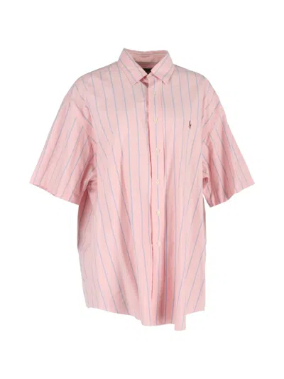 Pre-owned Ralph Lauren Vintage Vertical Stripe-pattern Short-sleeve Shirt In Pink