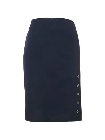 Pre-owned Ralph Lauren Vintage Wool Pencil Skirt In Blue
