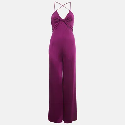 Pre-owned Ralph Lauren Violet Jersey Strappy Jumpsuit S In Purple