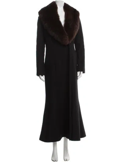 Pre-owned Ralph Lauren Virgin Wool Faux Fur Coat In Gray