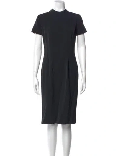 Pre-owned Ralph Lauren Virgin Wool Midi Length Dress In Black