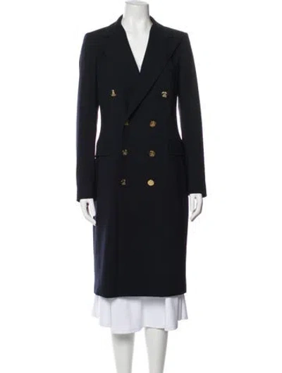 Pre-owned Ralph Lauren Virgin Wool Peacoat In Blue