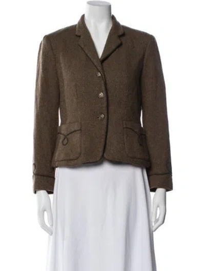 Pre-owned Ralph Lauren Virgin Wool Printed Blazer In Brown