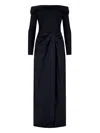 Ralph Lauren Off-shoulder Draped Dress In Black