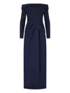 Ralph Lauren Off-shoulder Knot-detail Dress In Blue