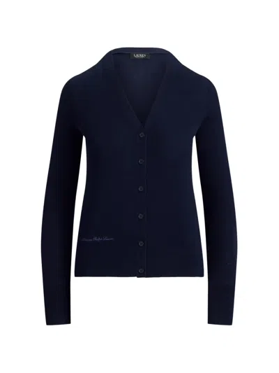 Ralph Lauren V-neck Embroidered-logo Cardigan In Multi